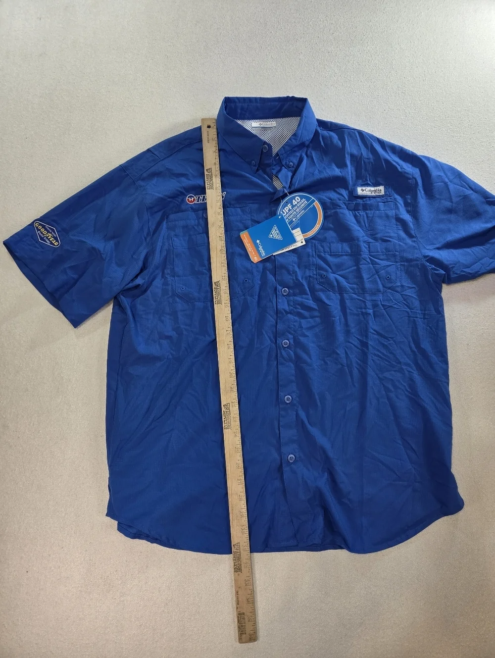Columbia PFG Shirt L Blue Fishing UPF 40 Short Sleeve NWT - Picture 7 of 10